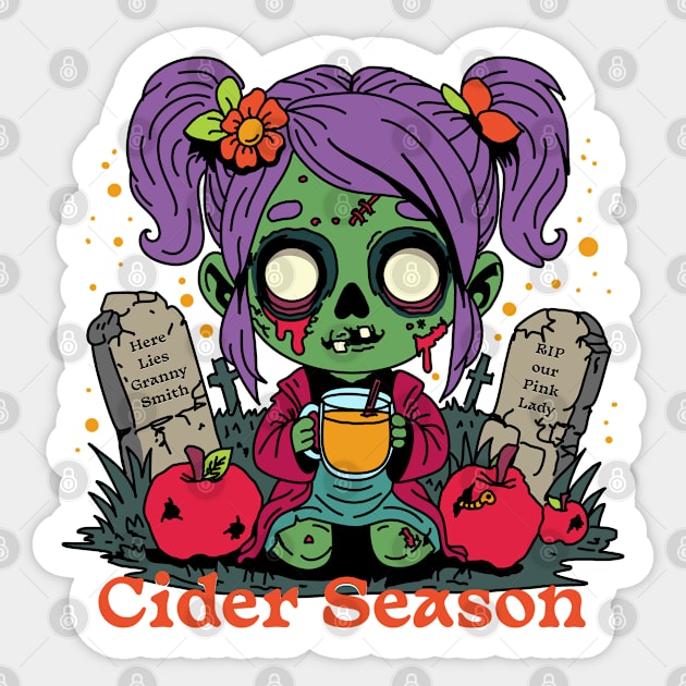 Apple Cider Season Zombie Sticker by H. R. Sinclair